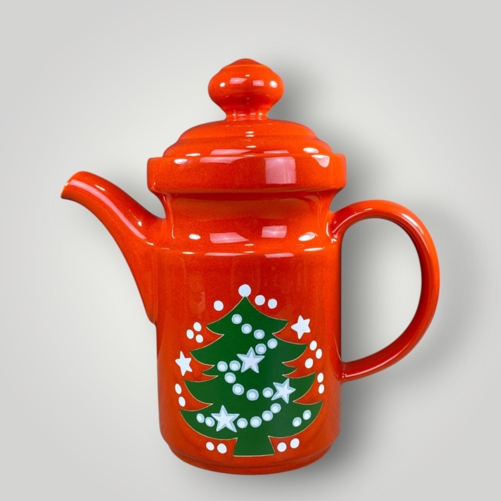 Waechtersbach Christmas Tree Coffee Pot Red Ceramic Germany 1990s